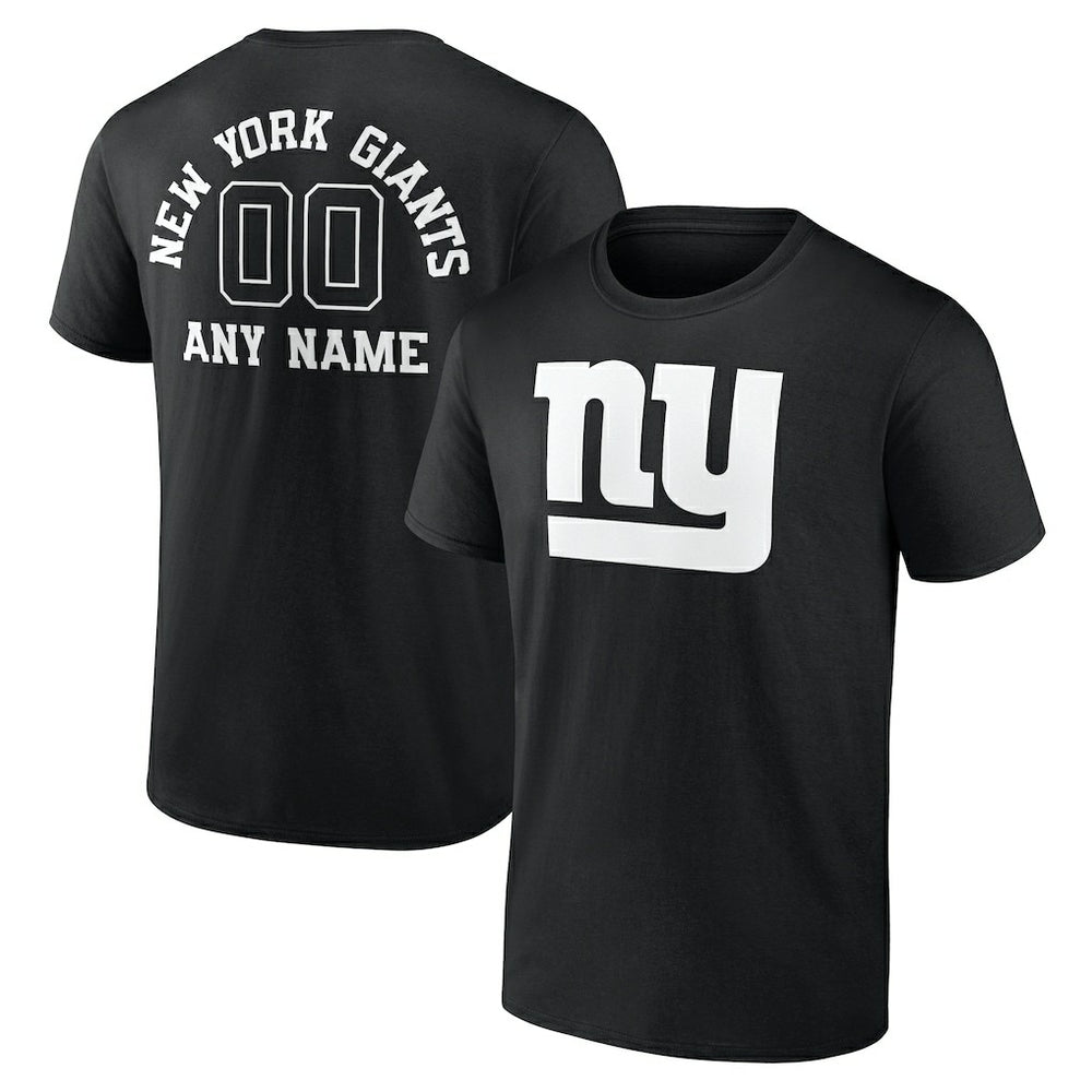 New York Giants Personalized Name & Number Monochrome T-Shirt Black | NFL