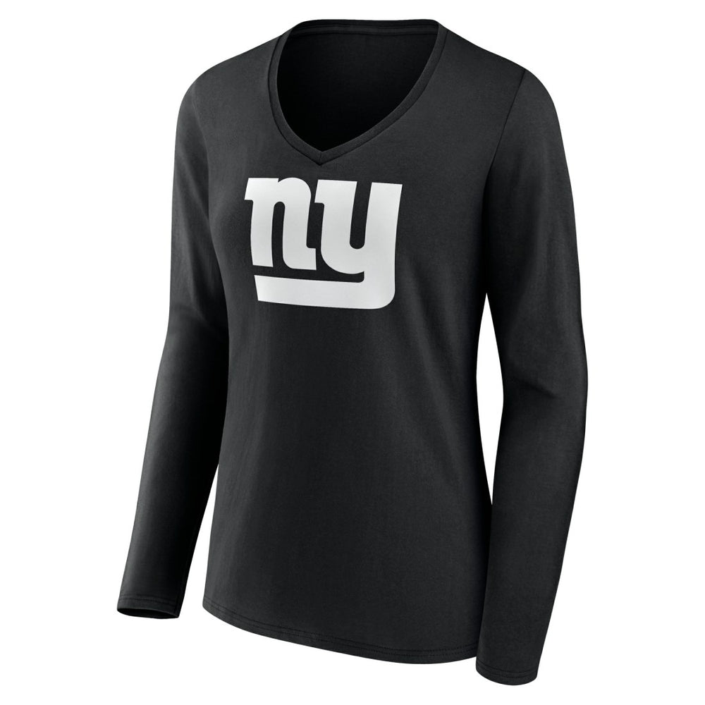 New York Giants Women's Personalized Name & Number Monochrome Long Sleeve V-Neck T-Shirt Black | NFL