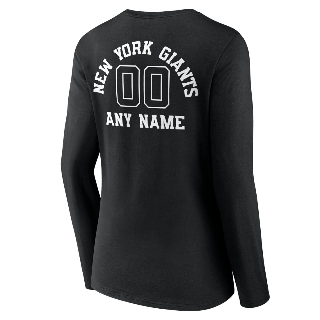 New York Giants Women's Personalized Name & Number Monochrome Long Sleeve V-Neck T-Shirt Black | NFL
