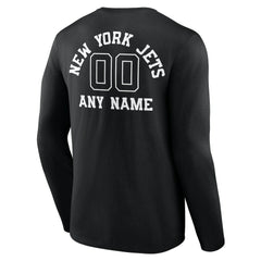 New York Jets Personalized Name & Number Monochrome Long Sleeve T-Shirt Black | NFL