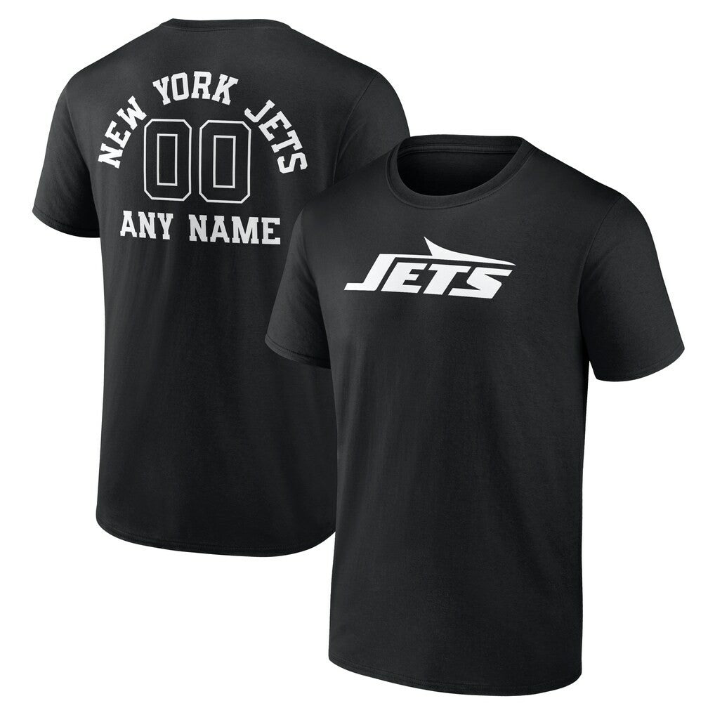 New York Jets Personalized Name & Number Monochrome T-Shirt Black | NFL