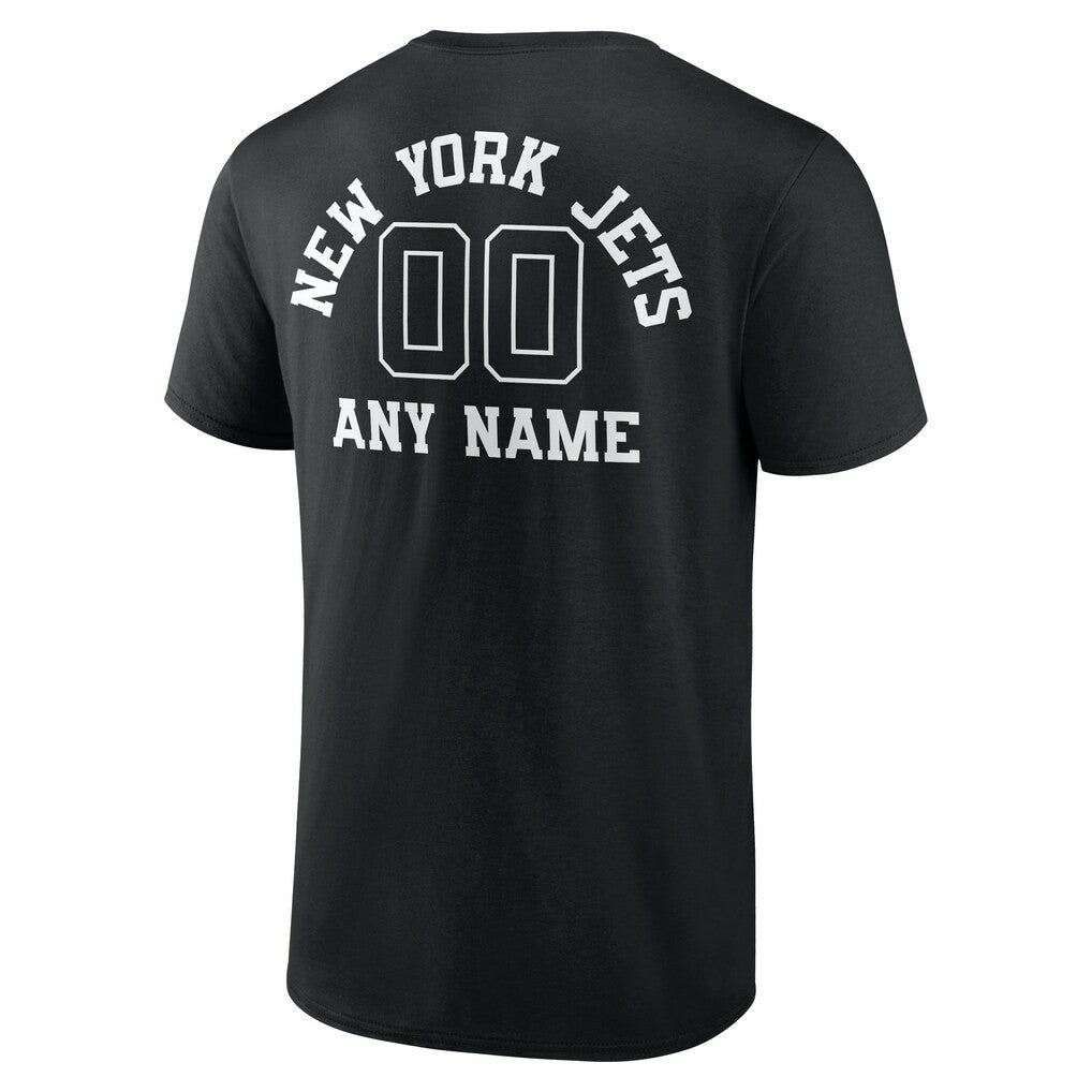 New York Jets Personalized Name & Number Monochrome T-Shirt Black | NFL