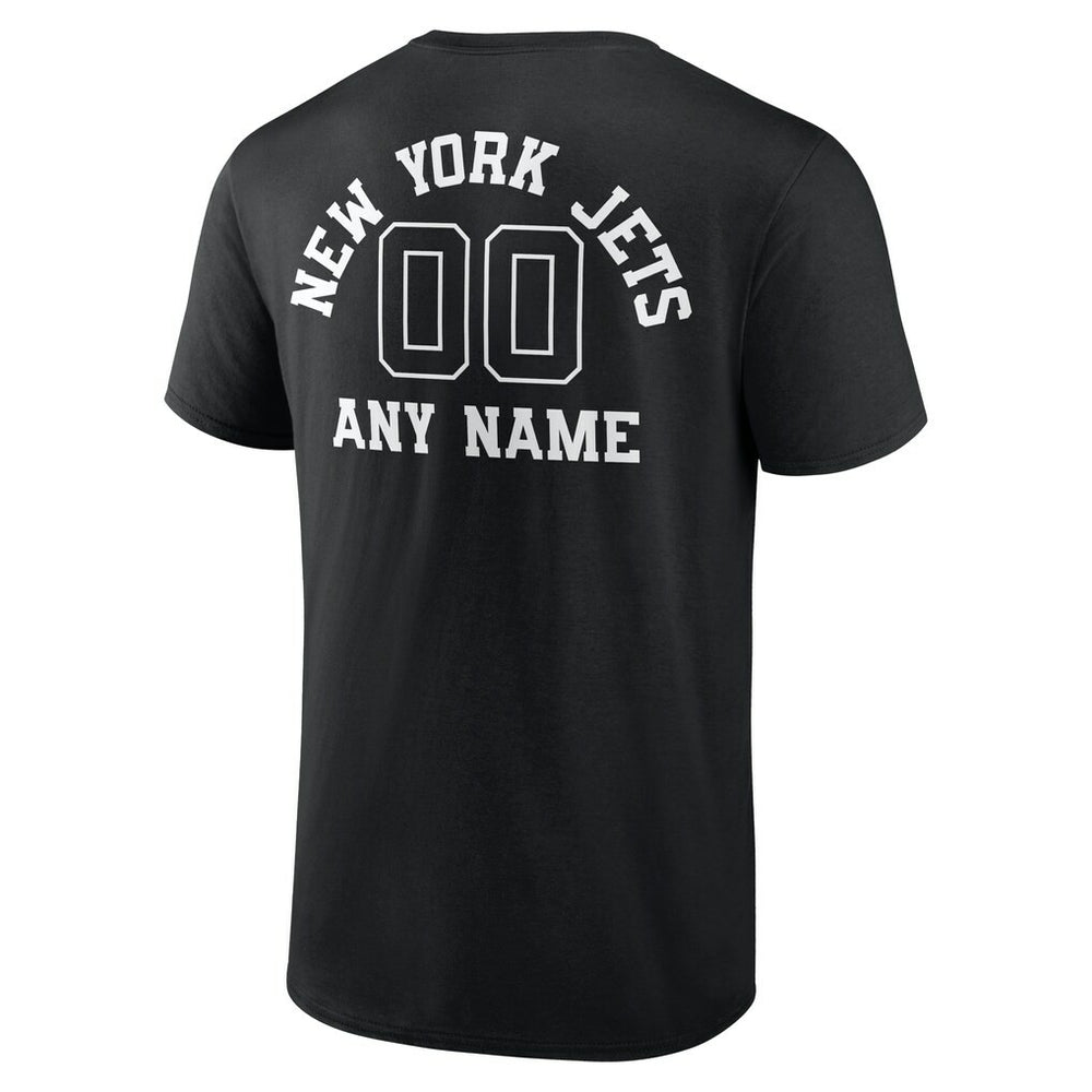New York Jets Personalized Name & Number Monochrome T-Shirt Black | NFL
