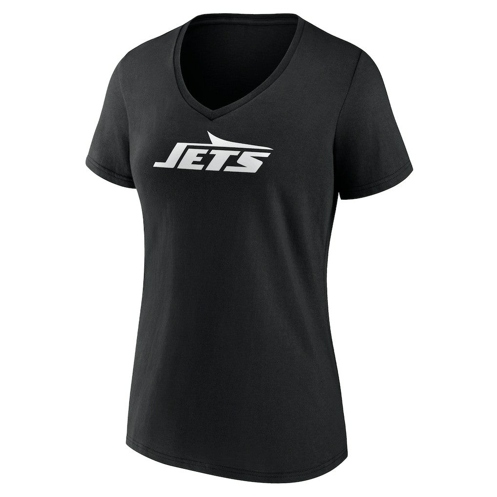 New York Jets Women's Personalized Name & Number Monochrome V-Neck T-Shirt Black | NFL