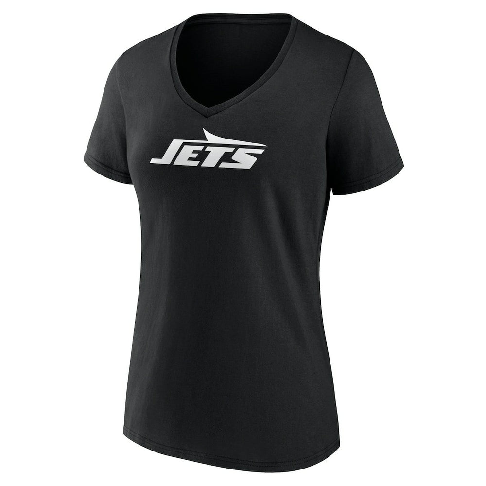 New York Jets Women's Personalized Name & Number Monochrome V-Neck T-Shirt Black | NFL