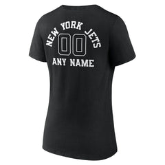 New York Jets Women's Personalized Name & Number Monochrome V-Neck T-Shirt Black | NFL