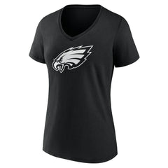Philadelphia Eagles Women's Personalized Name & Number Monochrome V-Neck T-Shirt Black | NFL