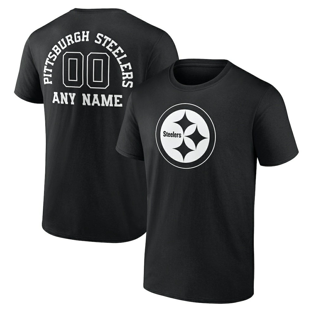 Pittsburgh Steelers Personalized Name & Number Monochrome T-Shirt Black | NFL