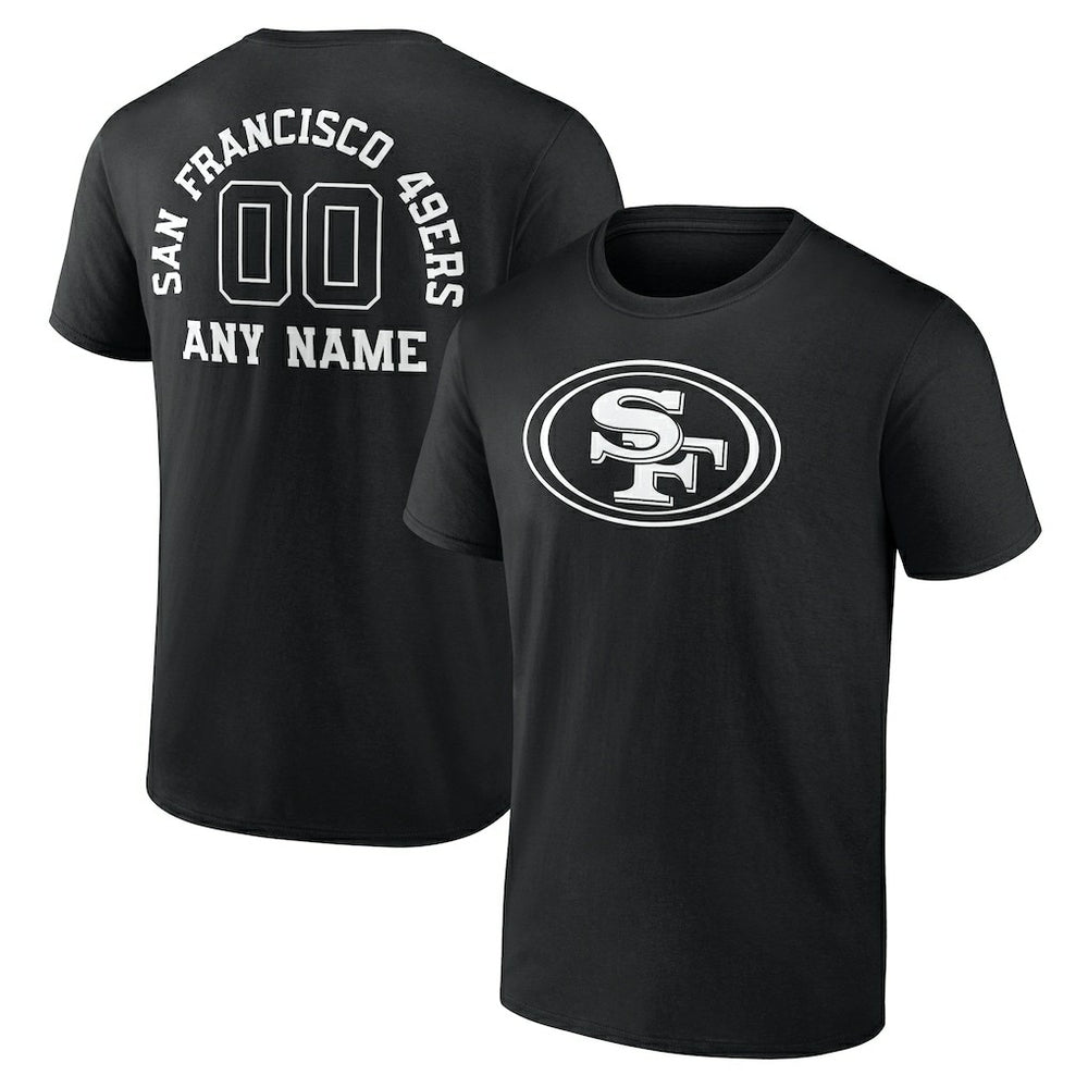 San Francisco 49ers Personalized Name & Number Monochrome T-Shirt Black | NFL