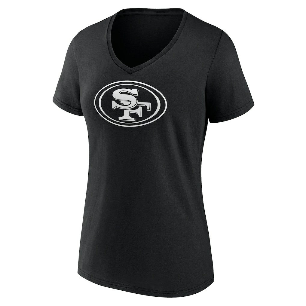 San Francisco 49ers Women's Personalized Name & Number Monochrome V-Neck T-Shirt Black | NFL