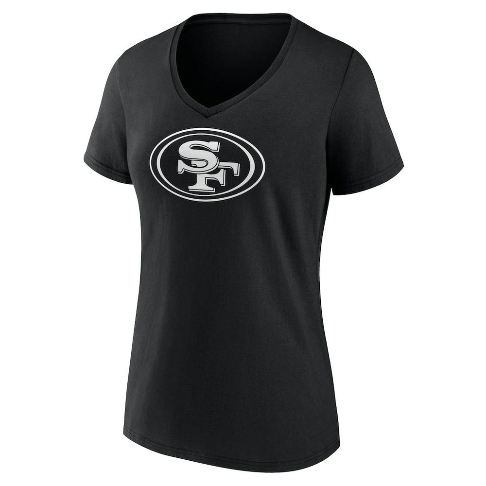 San Francisco 49ers Women's Personalized Name & Number Monochrome V-Neck T-Shirt Black | NFL