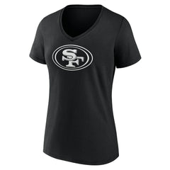 San Francisco 49ers Women's Personalized Name & Number Monochrome V-Neck T-Shirt Black | NFL