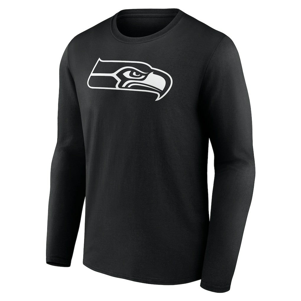 Seattle Seahawks Personalized Name & Number Monochrome Long Sleeve T-Shirt Black | NFL