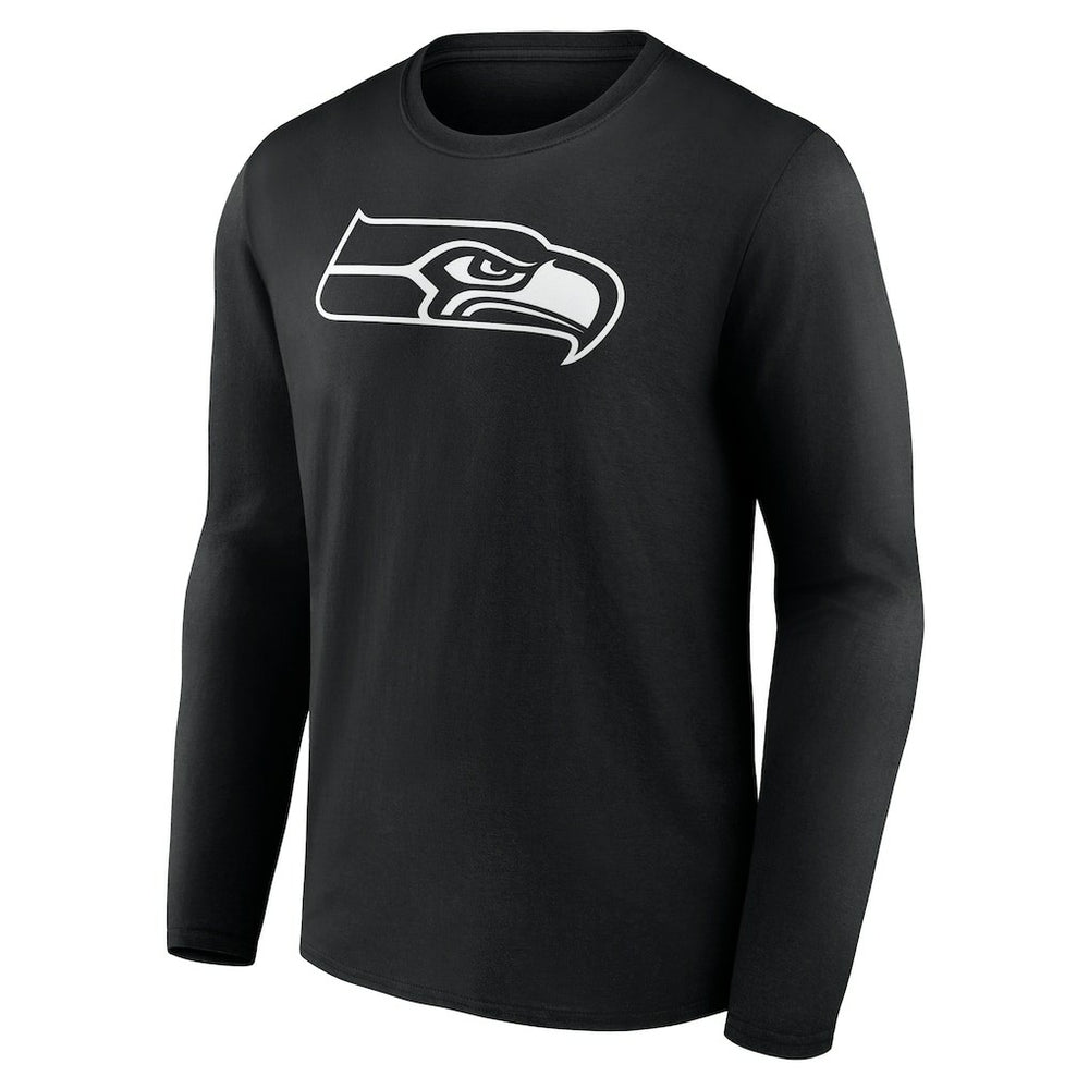 Seattle Seahawks Personalized Name & Number Monochrome Long Sleeve T-Shirt Black | NFL