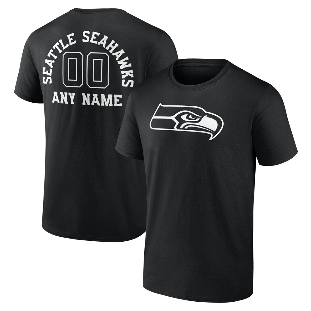 Seattle Seahawks Personalized Name & Number Monochrome T-Shirt Black | NFL