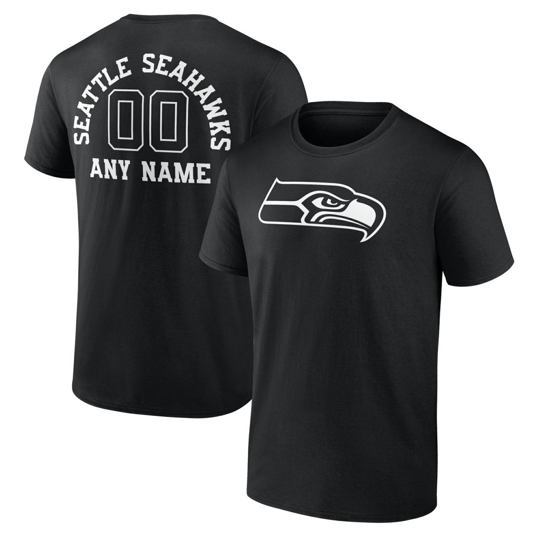 Seattle Seahawks Personalized Name & Number Monochrome T-Shirt Black | NFL