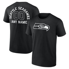 Seattle Seahawks Personalized Name & Number Monochrome T-Shirt Black | NFL
