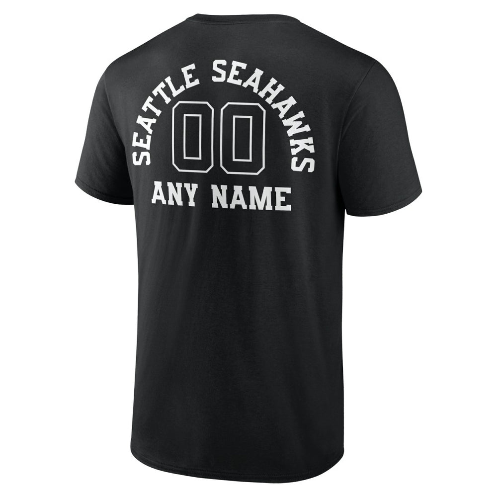 Seattle Seahawks Personalized Name & Number Monochrome T-Shirt Black | NFL