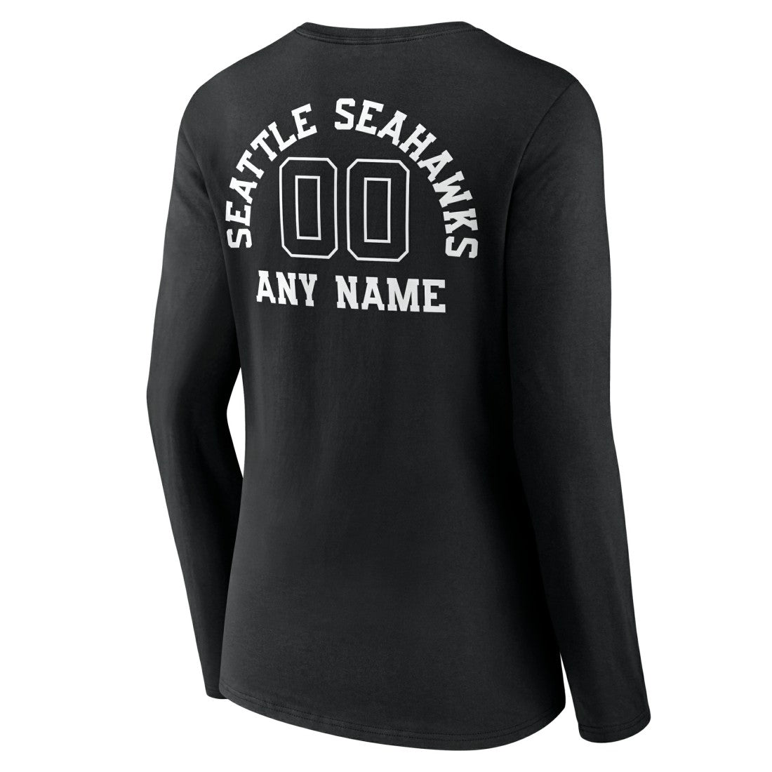Seattle Seahawks Women's Personalized Name & Number Monochrome Long Sleeve V-Neck T-Shirt Black | NFL