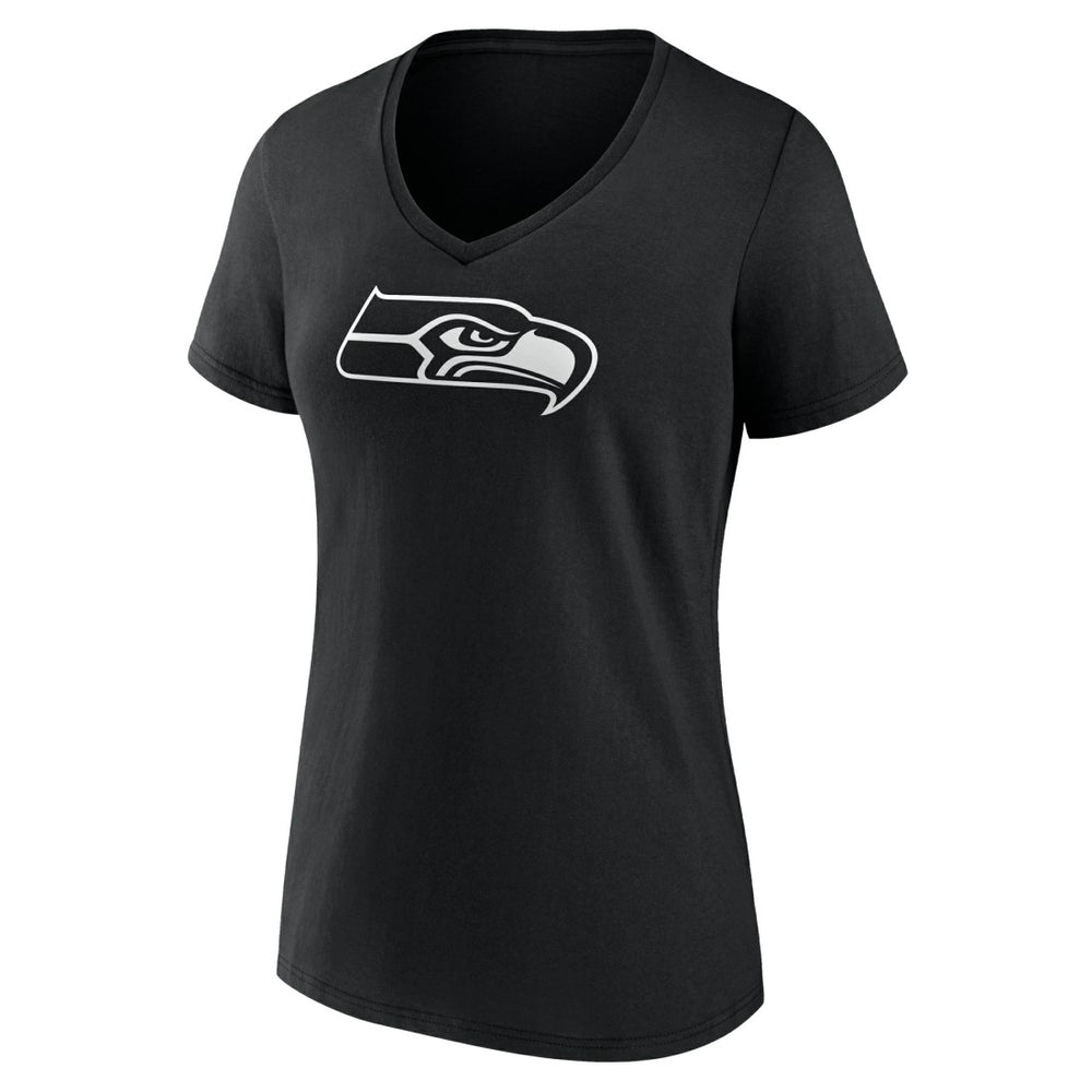 Seattle Seahawks Women's Personalized Name & Number Monochrome V-Neck T-Shirt Black | NFL