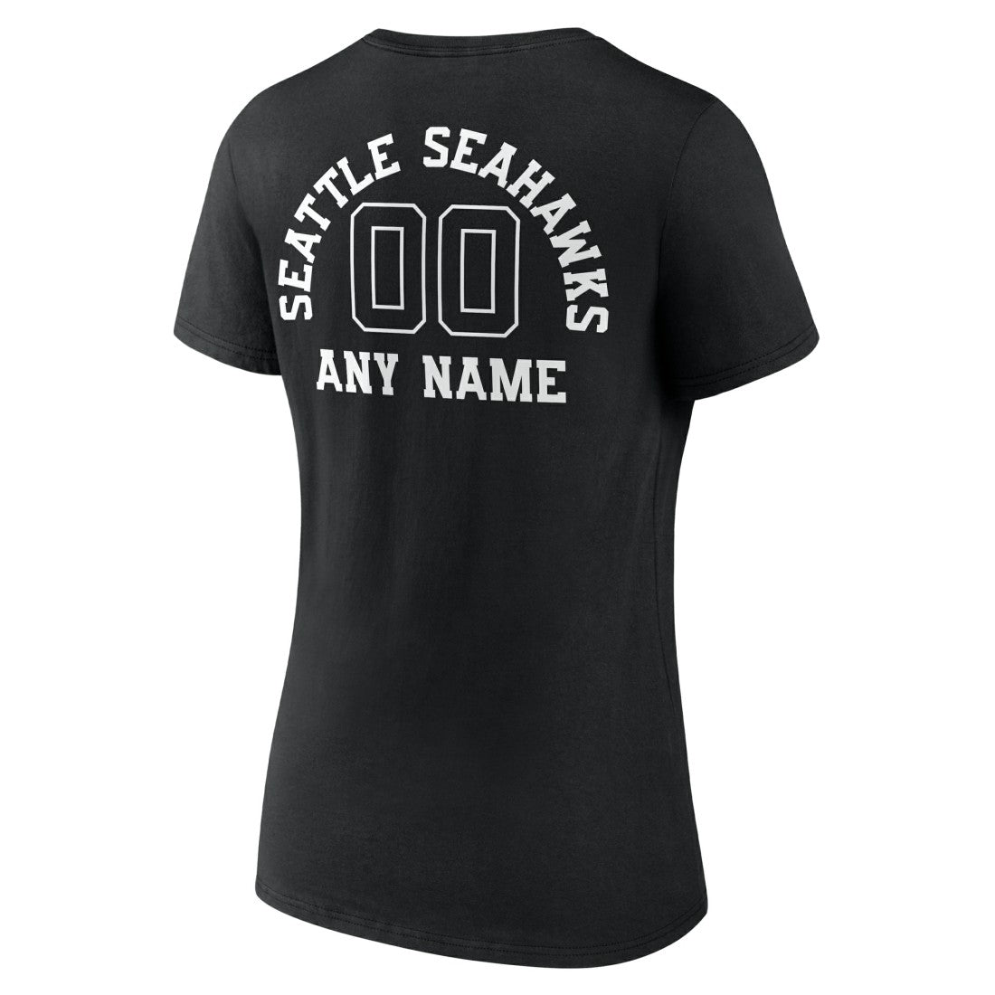 Seattle Seahawks Women's Personalized Name & Number Monochrome V-Neck T-Shirt Black | NFL