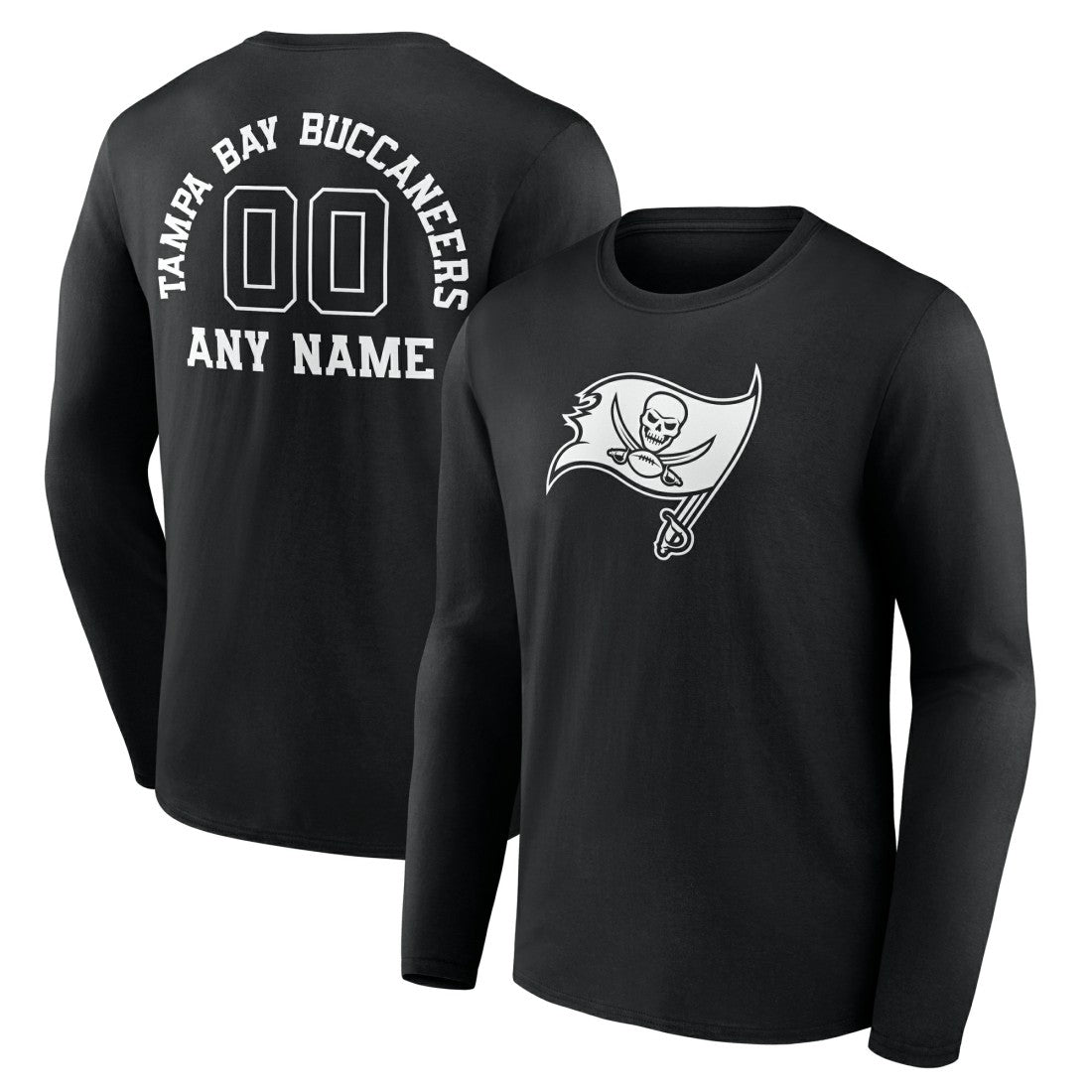 Tampa Bay Buccaneers Personalized Name & Number Monochrome Long Sleeve T-Shirt Black | NFL