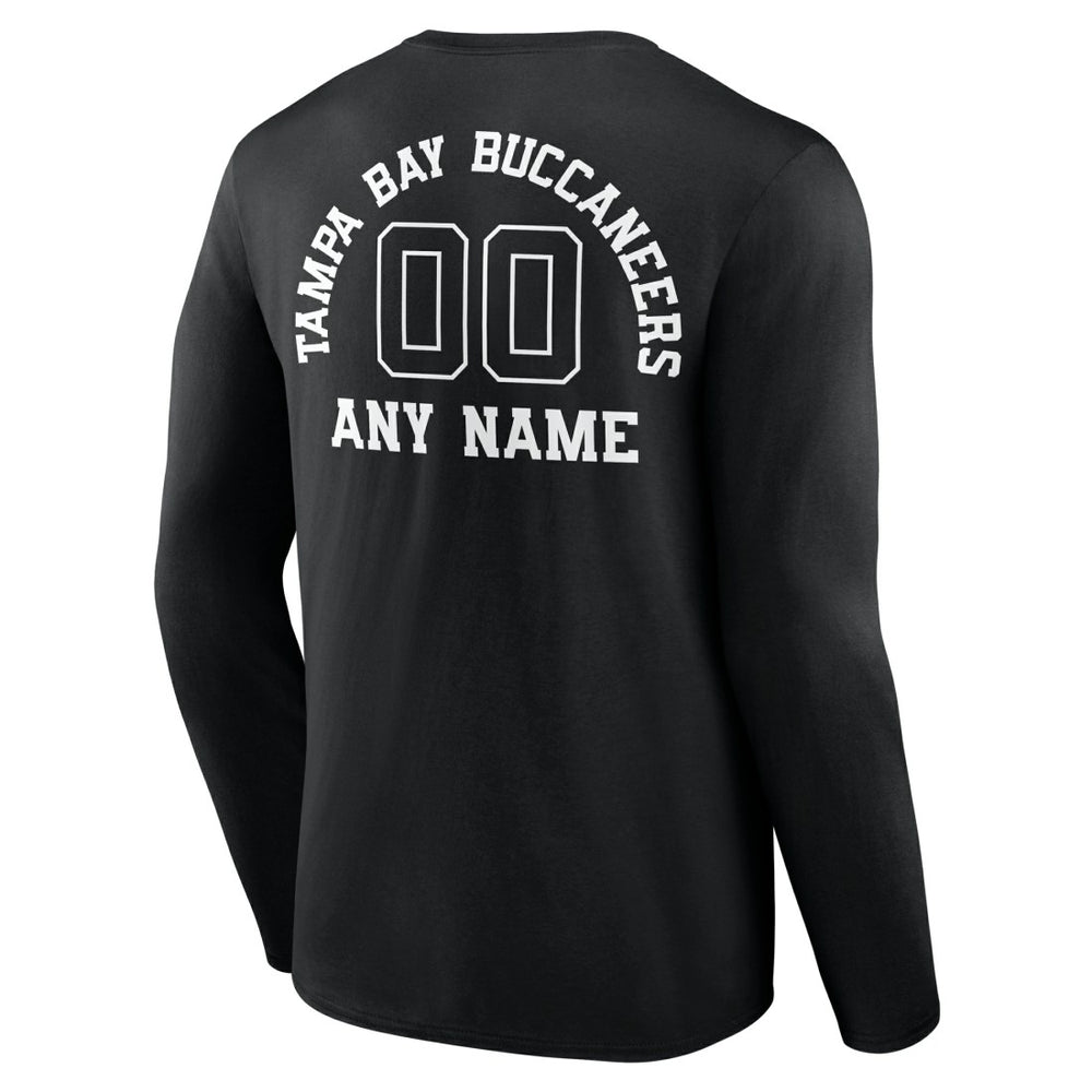 Tampa Bay Buccaneers Personalized Name & Number Monochrome Long Sleeve T-Shirt Black | NFL