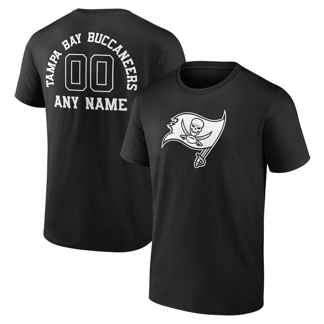 Tampa Bay Buccaneers Personalized Name & Number Monochrome T-Shirt Black | NFL