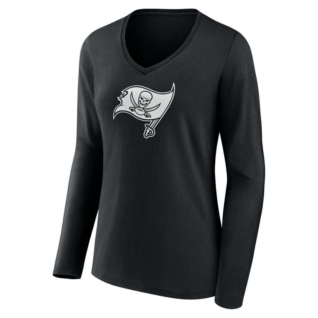 Tampa Bay Buccaneers Women's Personalized Name & Number Monochrome Long Sleeve V-Neck T-Shirt Black | NFL