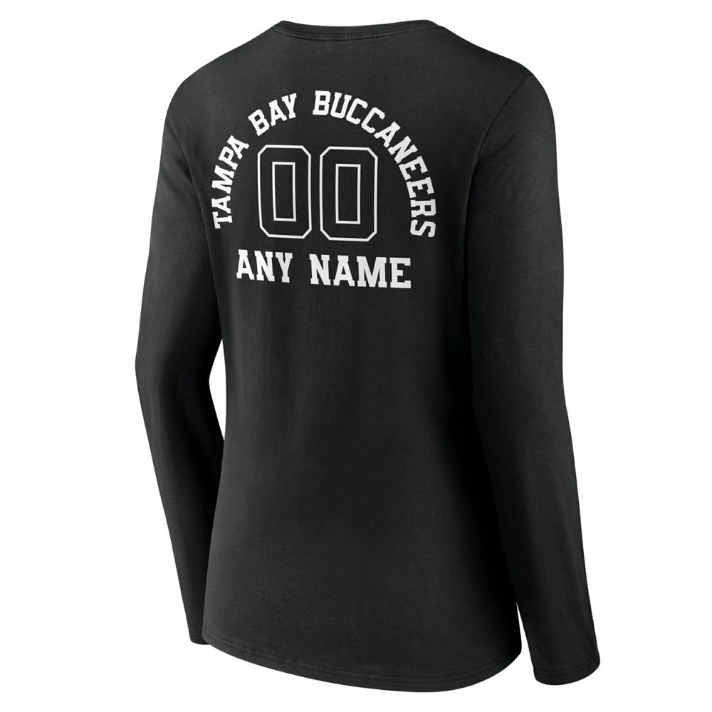 Tampa Bay Buccaneers Women's Personalized Name & Number Monochrome Long Sleeve V-Neck T-Shirt Black | NFL