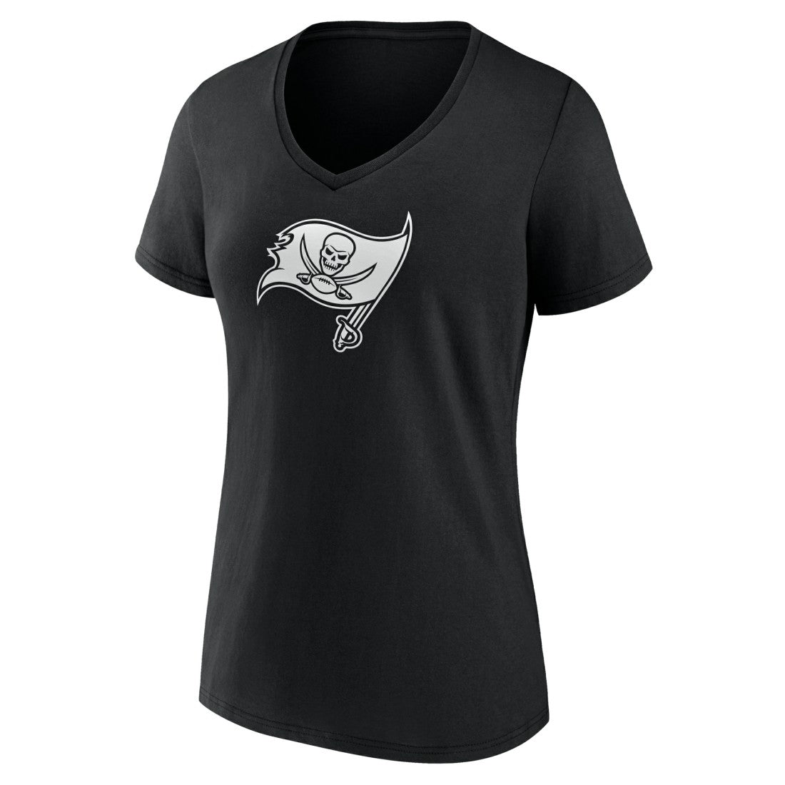 Tampa Bay Buccaneers Women's Personalized Name & Number Monochrome V-Neck T-Shirt Black | NFL