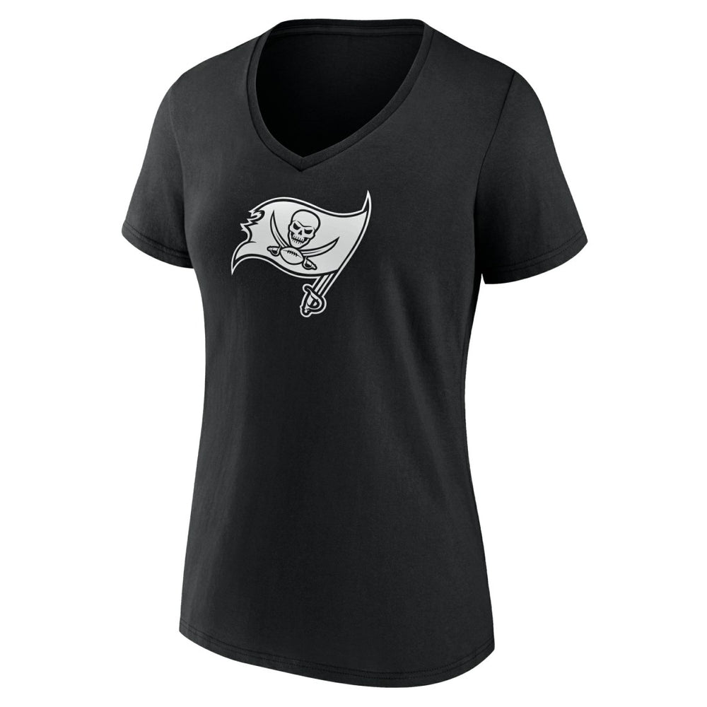Tampa Bay Buccaneers Women's Personalized Name & Number Monochrome V-Neck T-Shirt Black | NFL