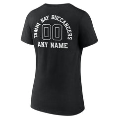 Tampa Bay Buccaneers Women's Personalized Name & Number Monochrome V-Neck T-Shirt Black | NFL