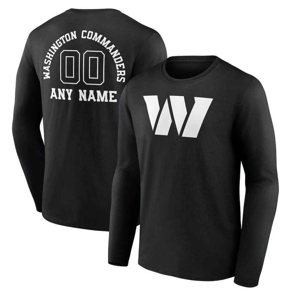 Washington Commanders Personalized Name & Number Monochrome Long Sleeve T-Shirt Black | NFL