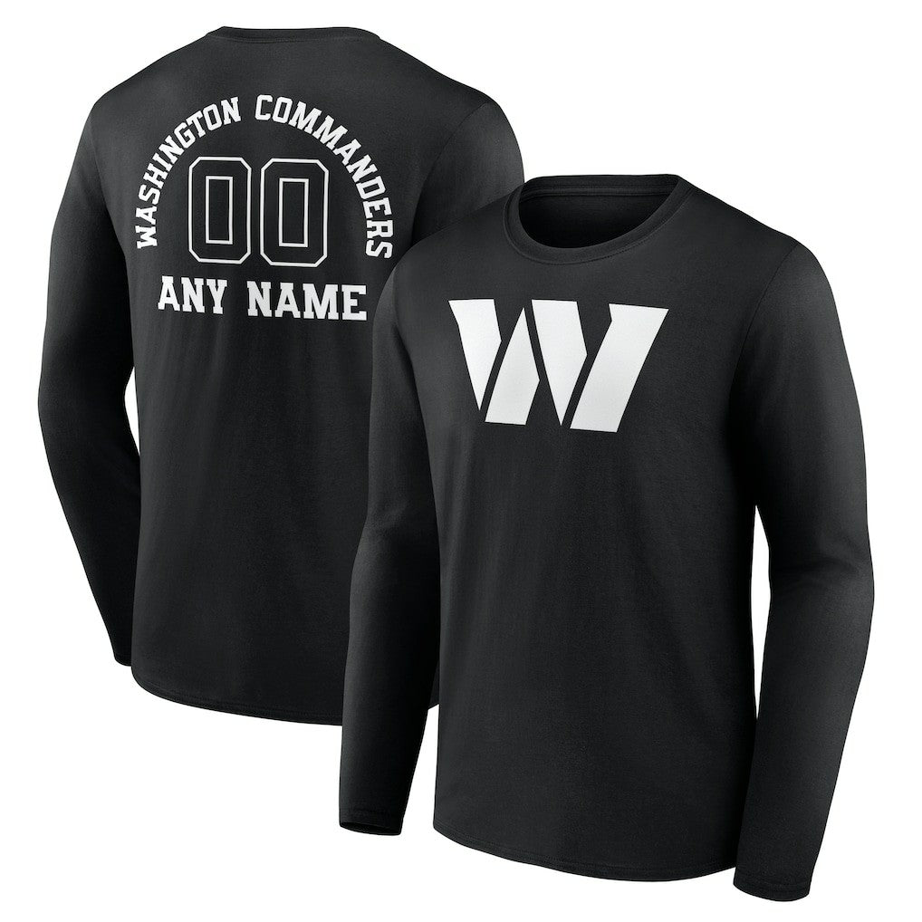 Washington Commanders Personalized Name & Number Monochrome Long Sleeve T-Shirt Black | NFL