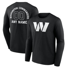 Washington Commanders Personalized Name & Number Monochrome Long Sleeve T-Shirt Black | NFL