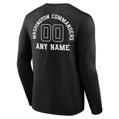 Washington Commanders Personalized Name & Number Monochrome Long Sleeve T-Shirt Black | NFL