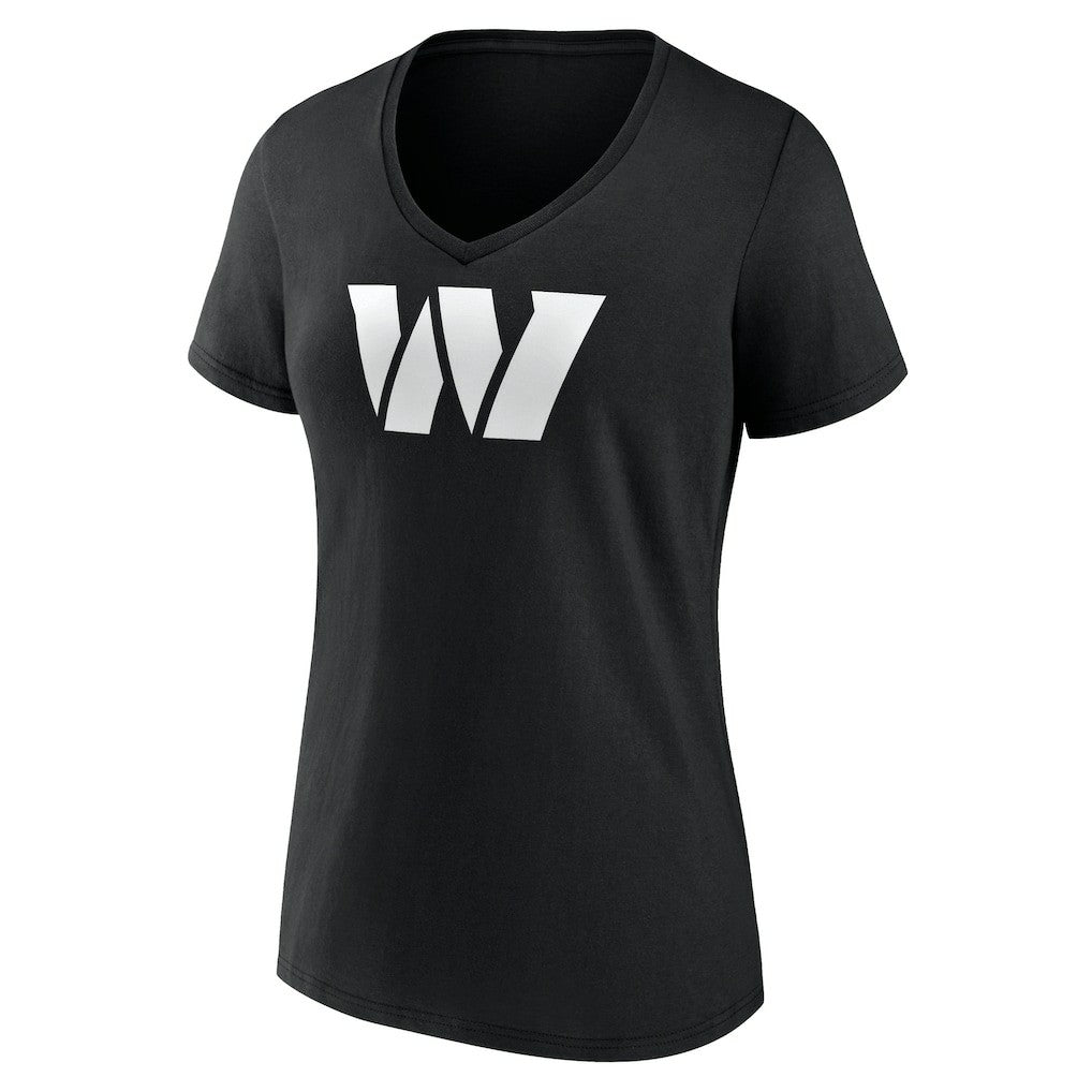 Washington Commanders Women's Personalized Name & Number Monochrome V-Neck T-Shirt Black | NFL
