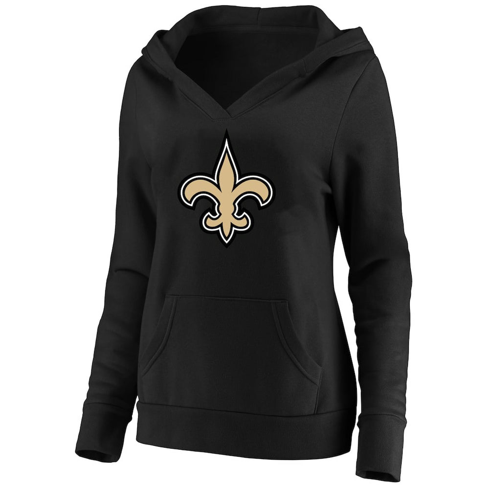 New Orleans Saints Women's Plus Size V-Neck Pullover Hoodie Black | Fanatics