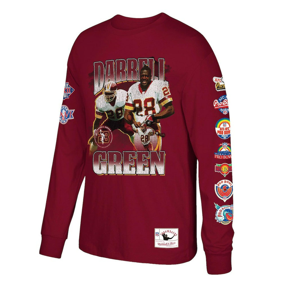 Darrell Green Washington Commanders Player Graphic Long Sleeve T-Shirt Burgundy | Mitchell & Ness