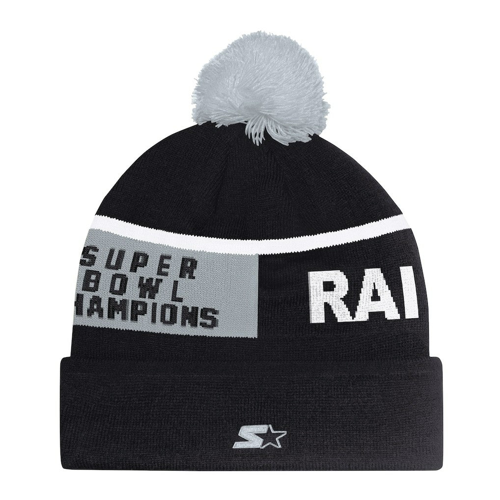 Las Vegas Raiders Starter Unisex Chyron Cuffed Knit Hat with Pom Black | NFL