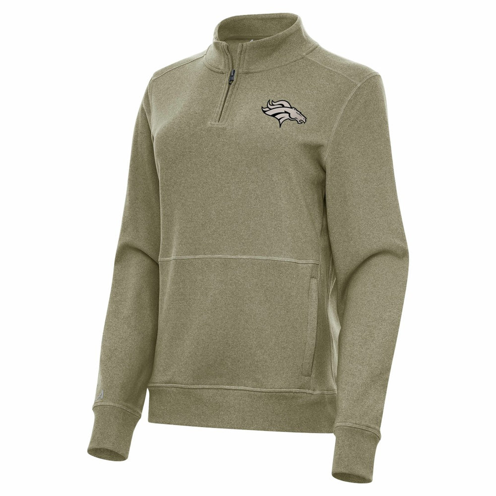 Denver Broncos Antigua Women's Crush Quarter-Zip Top Olive | NFL