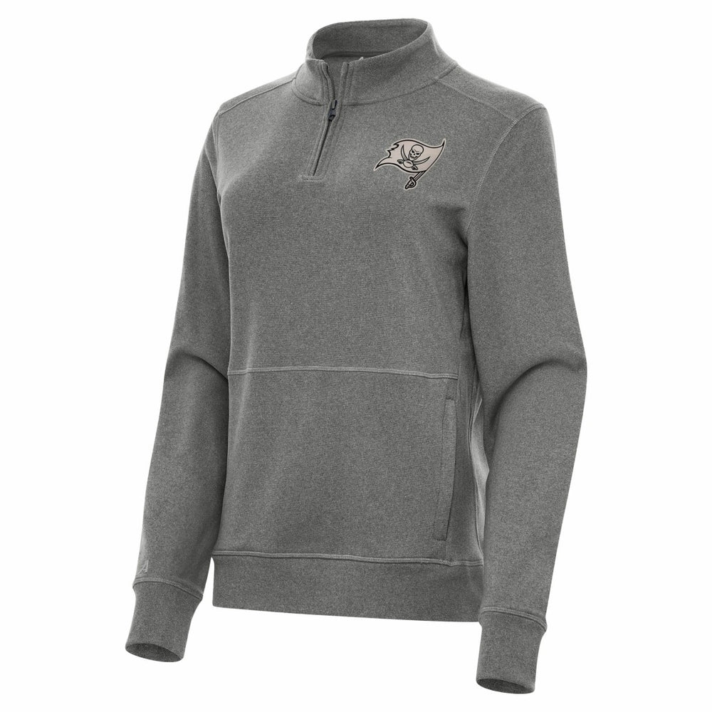 Tampa Bay Buccaneers Antigua Women's Crush Quarter-Zip Top Heather Black | NFL