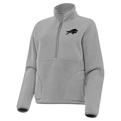 Buffalo Bills Antigua Women's Brushed Carbon Figure Half-Zip Pullover Sweatshirt – Gray | NFL