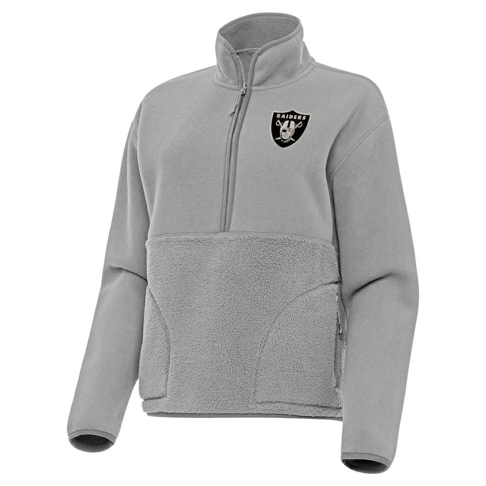Las Vegas Raiders Antigua Women's Brushed Carbon Figure Half-Zip Pullover Sweatshirt – Gray | NFL