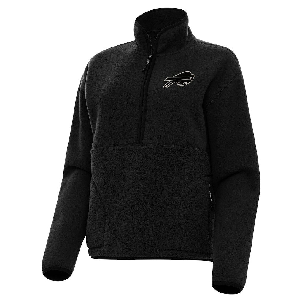 Buffalo Bills Antigua Women's Brushed Carbon Figure Half-Zip Pullover Sweatshirt – Black | NFL
