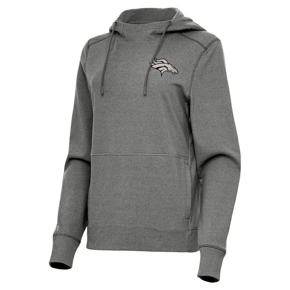 Denver Broncos Antigua Women's Justice Pullover Hoodie Heather Black | NFL