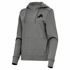 Detroit Lions Antigua Women's Justice Pullover Hoodie Heather Black | NFL