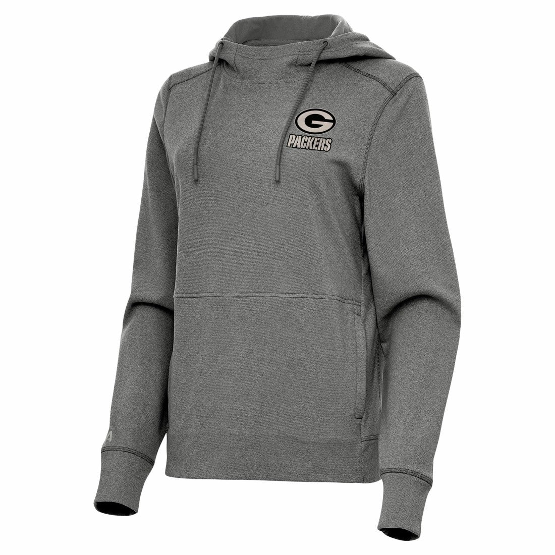 Green Bay Packers Antigua Women's Justice Pullover Hoodie Heather Black | NFL