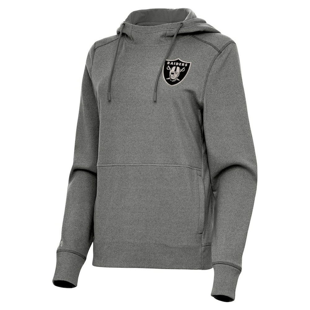 Las Vegas Raiders Antigua Women's Justice Pullover Hoodie Heather Black | NFL